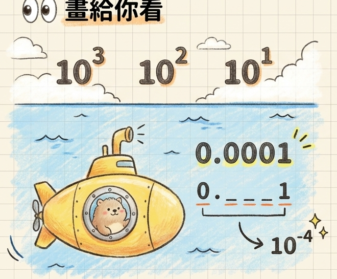 10的次方與潛水艇手繪模型
