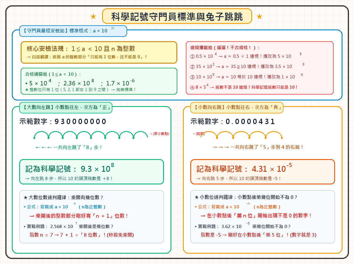 科學記號標準格式與位數手繪圖解
