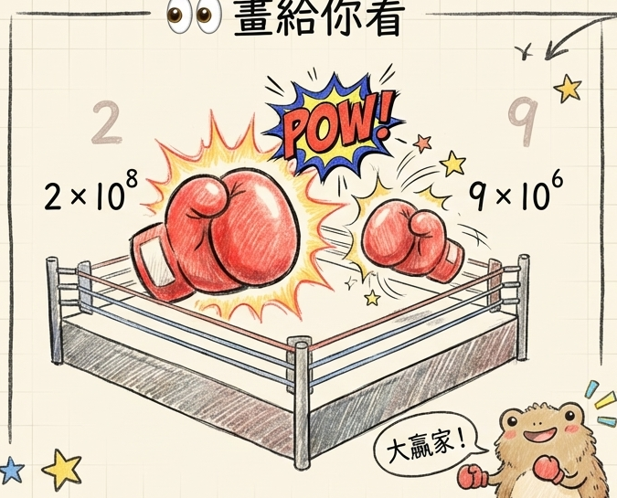 科學記號比大小拳擊擂台手繪模型