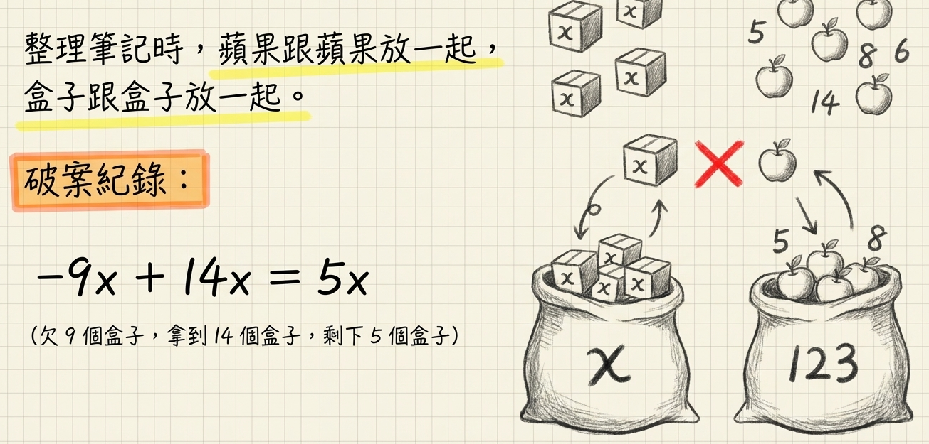 同類項合併分類收納袋手繪圖解