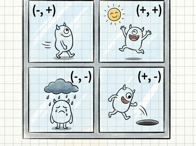 四象限心情窗戶手繪插圖
