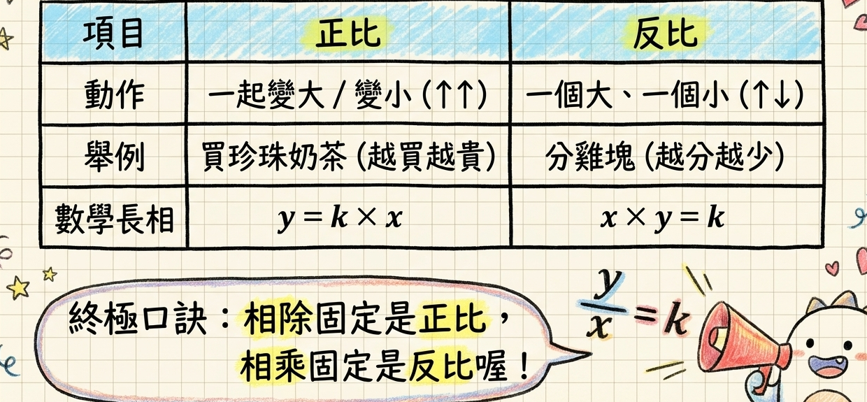 正比反比超強對照表圖解
