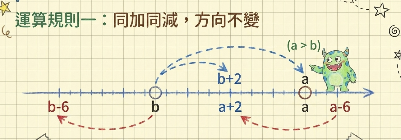 不等式加減公理數線圖解