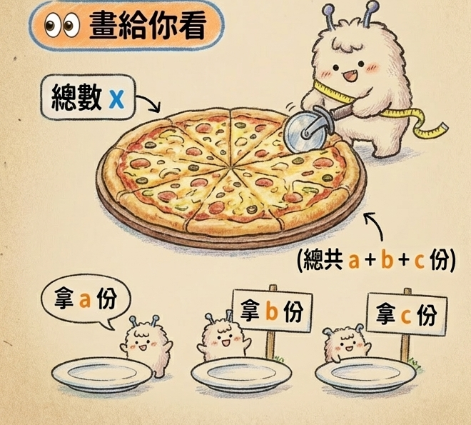大披薩切分法：按比例分配總量