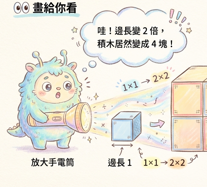 平方倍的膨脹魔術：邊長比與面積比
