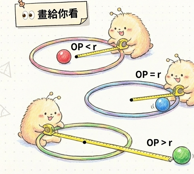 丟球距離與半徑：點與圓的三大位置