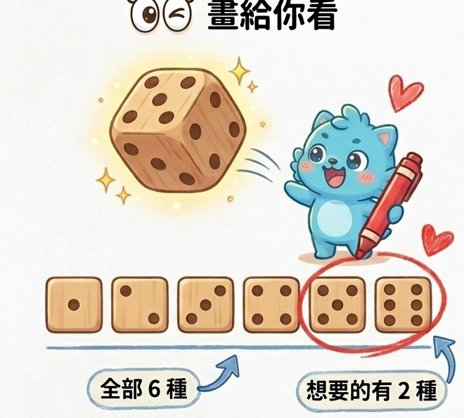 骰子滾動實驗：單一試驗的等可能事件