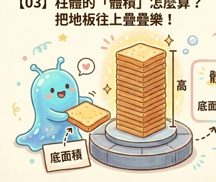 地板疊疊樂魔術：柱體的體積計算 (底面積 × 高)