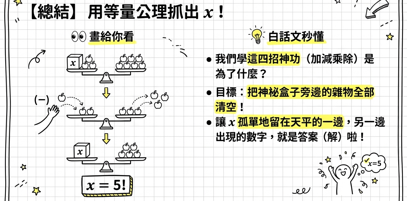 移項法則等號彩虹橋手繪圖解