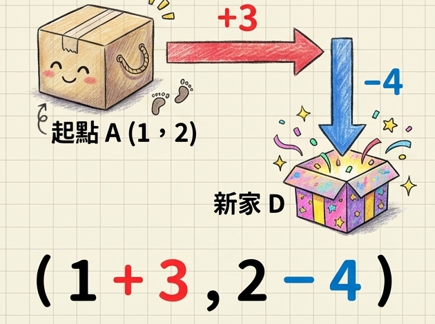 點的搬家平移手繪插圖