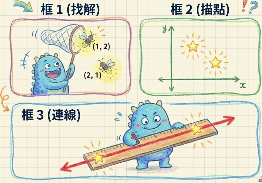 二元一次方程式畫圖三步驟