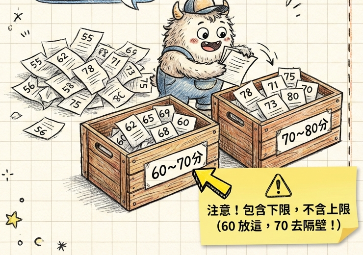 次數分配表分組整理圖解