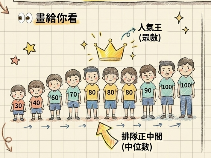 平均數中位數眾數排隊圖解