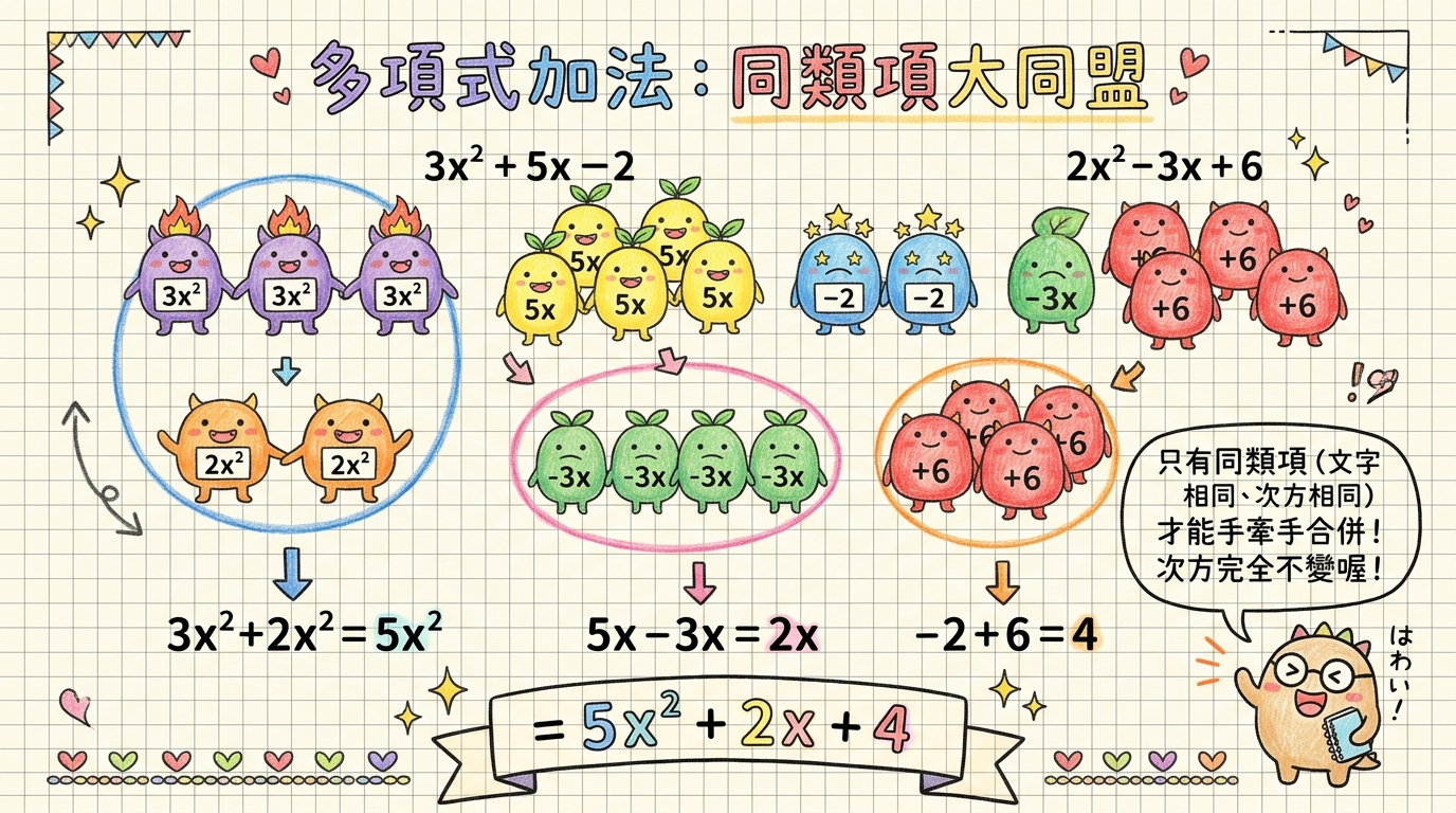 同類項合併與多項式加法