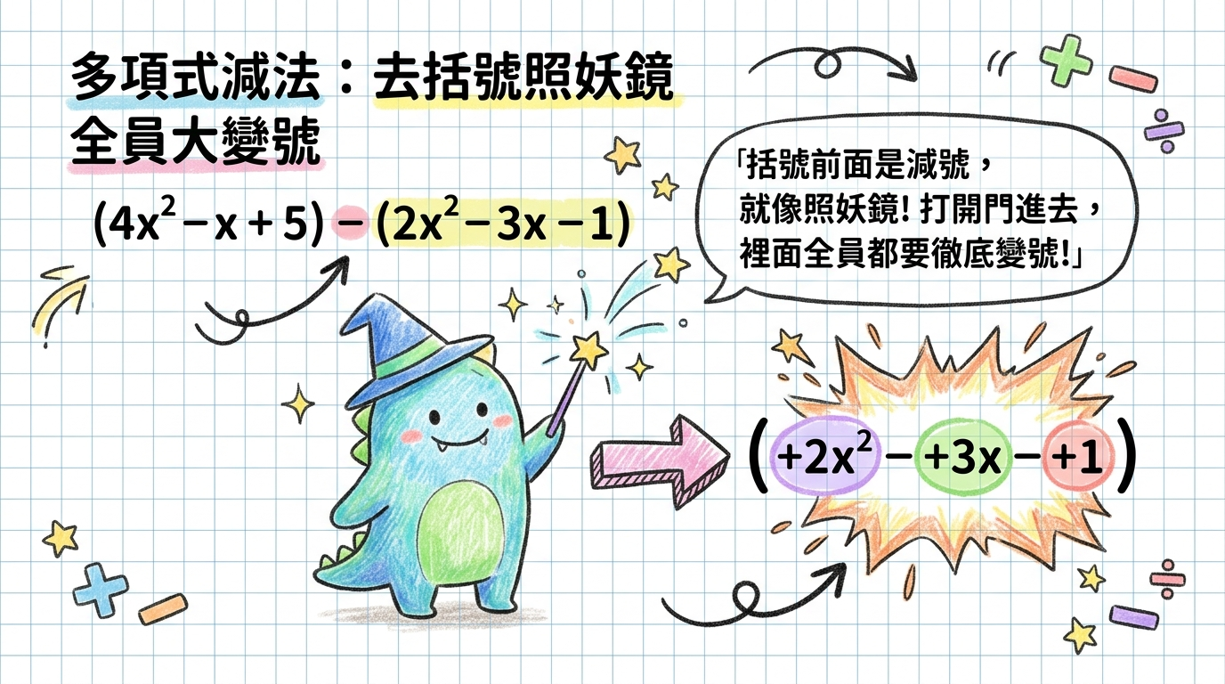 多項式減法與去括號大變號陷阱