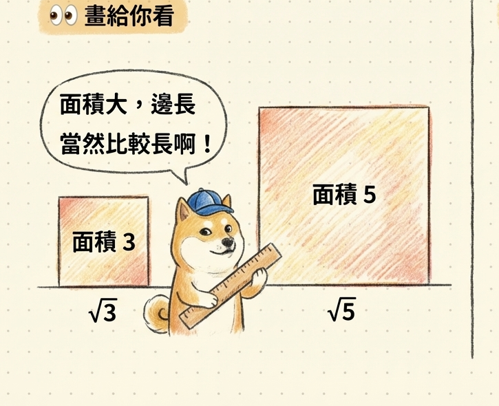 平方根大小比較與正方形面積模型