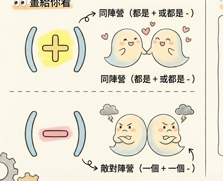 常數項為正數：同號配對（兩正或兩負）