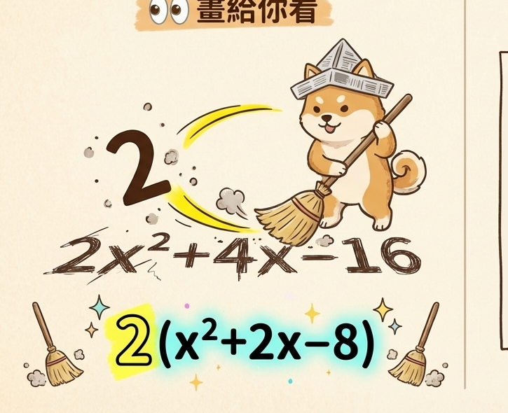 二次項係數不為 1 的十字交乘與提公因式