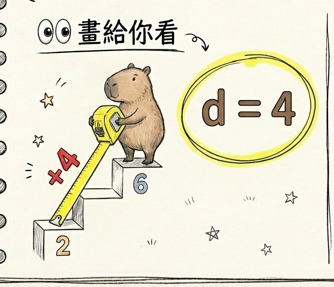 等差數列與步伐大小：公差 (d)