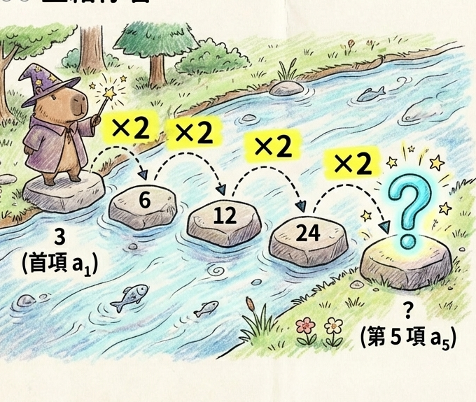 跳跳石階找第 n 項：等比通項公式